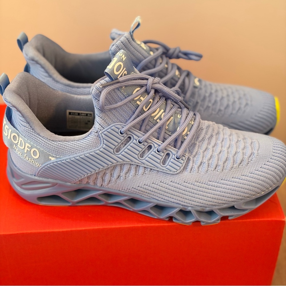 TSIODFO light blue and neon green sneakers